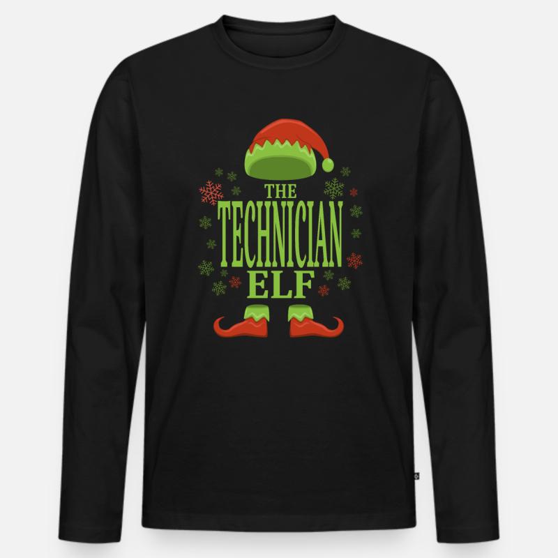 Techniker Weihnachtself - Männer Premium Bio Langarmshirt - Schwarz
