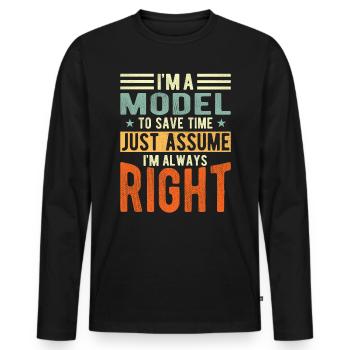 Modèle - T-shirt manches longues Premium bio Homme - noir - Devant - Nico (187cm)