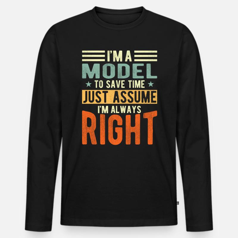 Modell - Männer Premium Bio Langarmshirt - Schwarz