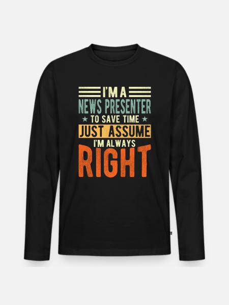 Présentateur - T-shirt manches longues Premium bio Homme - noir