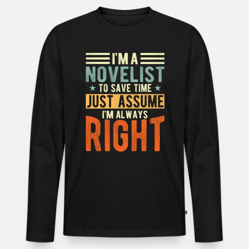 Romanschriftsteller - Männer Premium Bio Langarmshirt - Schwarz