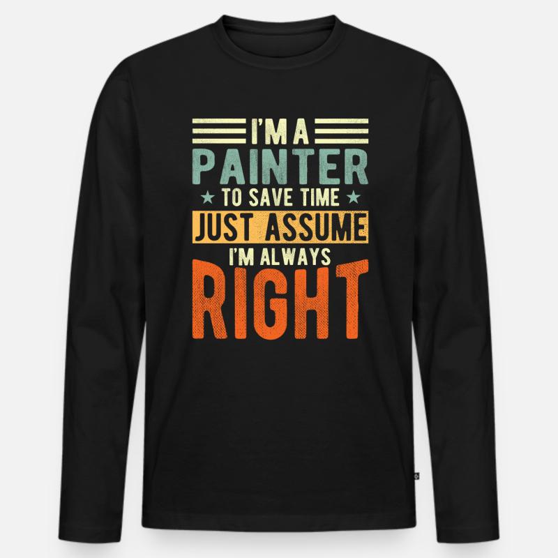 Maler - Männer Premium Bio Langarmshirt - Schwarz