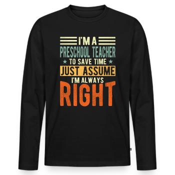 Preschool teachers - Men's Premium Organic Long Sleeve Shirt - black - Front - Nico (187cm)
