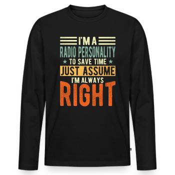 Radio personality - Men's Premium Organic Long Sleeve Shirt - black - Front - Nico (187cm)