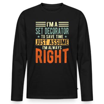 Set Decorator - Men's Premium Organic Long Sleeve Shirt - black - Front - Nico (187cm)
