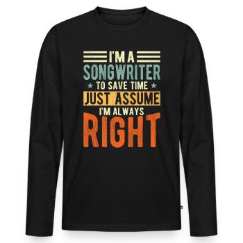Compositeur - T-shirt manches longues Premium bio Homme - noir - Devant - Nico (187cm)
