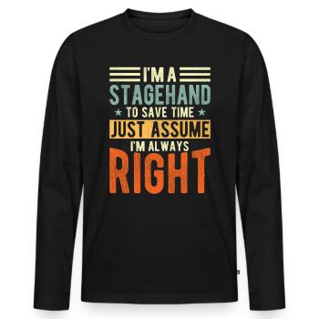 Main de scène - T-shirt manches longues Premium bio Homme - noir - Devant - Nico (187cm)