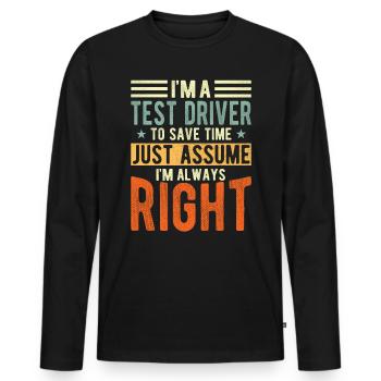 Test driver - Men's Premium Organic Long Sleeve Shirt - black - Front - Nico (187cm)