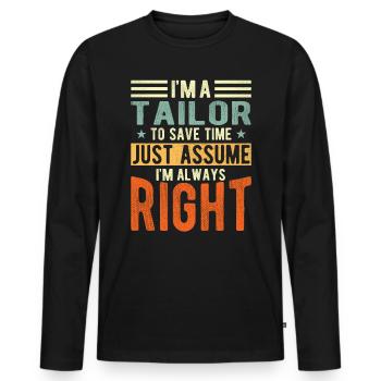 Tailleur - T-shirt manches longues Premium bio Homme - noir - Devant - Nico (187cm)