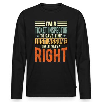 Ticket inspector - Men's Premium Organic Long Sleeve Shirt - black - Front - Nico (187cm)