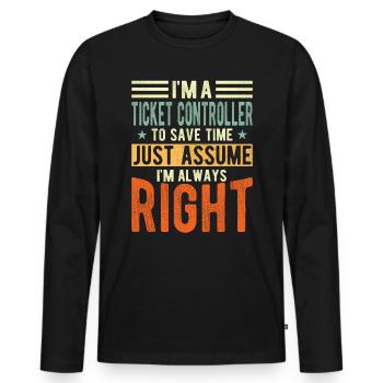 Ticket Controller - Men's Premium Organic Long Sleeve Shirt - black - Front - Nico (187cm)