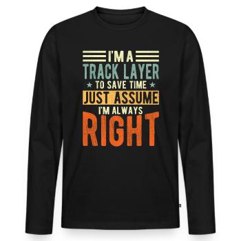 Couche de piste - T-shirt manches longues Premium bio Homme - noir - Devant - Nico (187cm)
