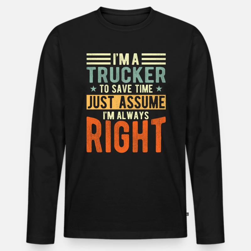 Trucker - Männer Premium Bio Langarmshirt - Schwarz