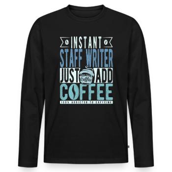 Angestellter Autor Kaffee Spruch - Männer Premium Bio Langarmshirt - Schwarz - Vorne - Nico (187cm)
