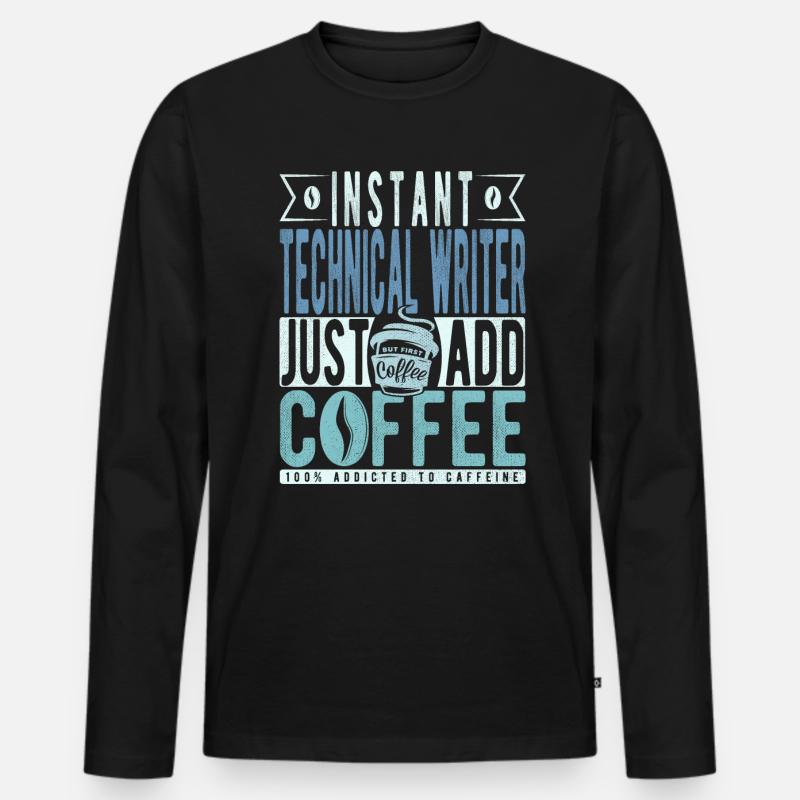 Technischer Schreiber Kaffee Spruch - Männer Premium Bio Langarmshirt - Schwarz