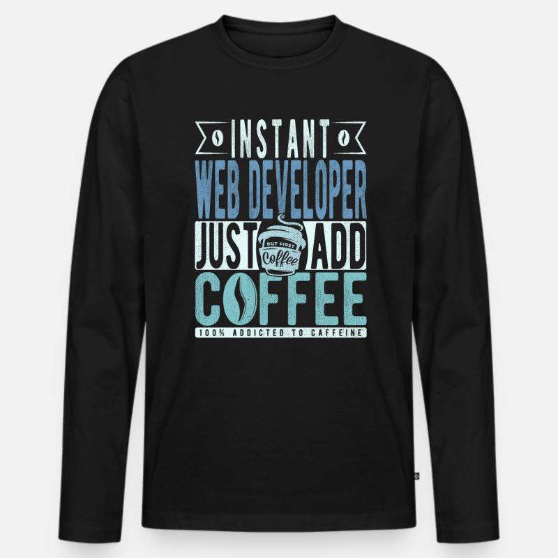 Web-entwickler Kaffee Spruch - Männer Premium Bio Langarmshirt - Schwarz