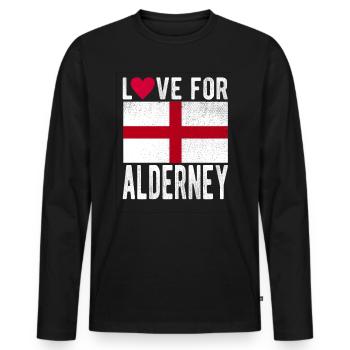 Souvenir d’Aurigny - T-shirt manches longues Premium bio Homme - noir - Devant - Nico (187cm)