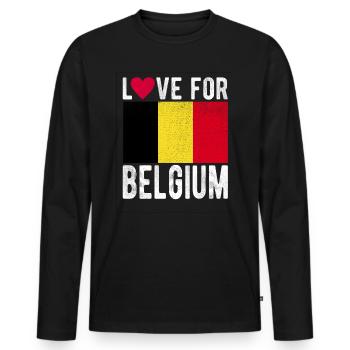 Belgique Souvenir - T-shirt manches longues Premium bio Homme - noir - Devant - Nico (187cm)