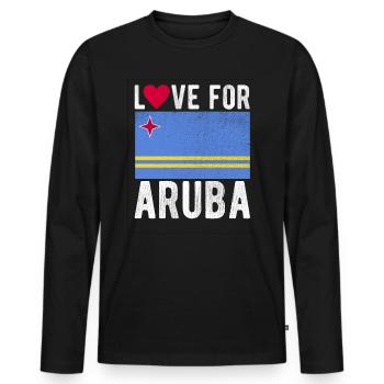 Souvenir d’Aruba - T-shirt manches longues Premium bio Homme - noir - Devant - Nico (187cm)