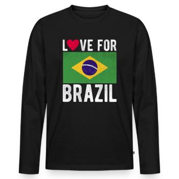Brésil Souvenir - T-shirt manches longues Premium bio Homme - noir - Devant - Nico (187cm)