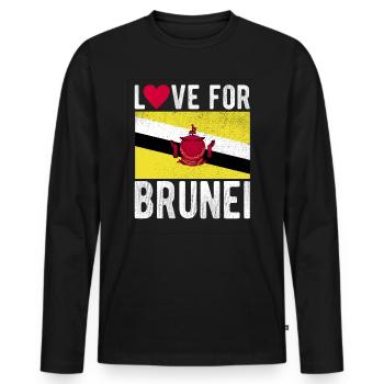 Brunei Souvenir - T-shirt manches longues Premium bio Homme - noir - Devant - Nico (187cm)
