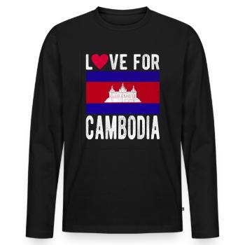 Cambodge Souvenir - T-shirt manches longues Premium bio Homme - noir - Devant - Nico (187cm)