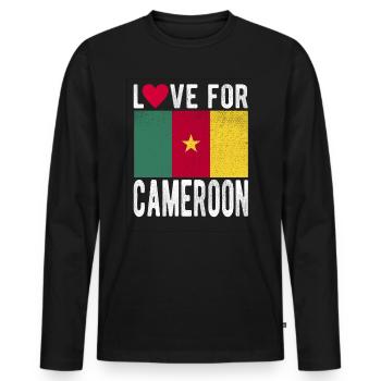 Cameroun Souvenir - T-shirt manches longues Premium bio Homme - noir - Devant - Nico (187cm)