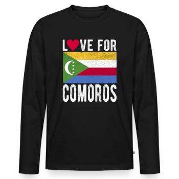 Komoros Souvenir - T-shirt manches longues Premium bio Homme - noir - Devant - Nico (187cm)