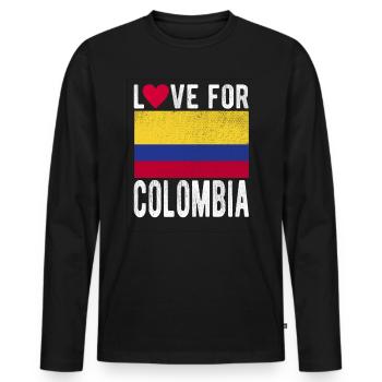 Colombie Souvenir - T-shirt manches longues Premium bio Homme - noir - Devant - Nico (187cm)