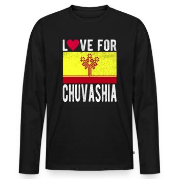 Souvenir de Tchouvachie - T-shirt manches longues Premium bio Homme - noir - Devant - Nico (187cm)