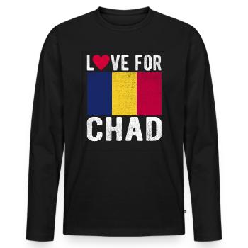 Souvenir Tchad - T-shirt manches longues Premium bio Homme - noir - Devant - Nico (187cm)