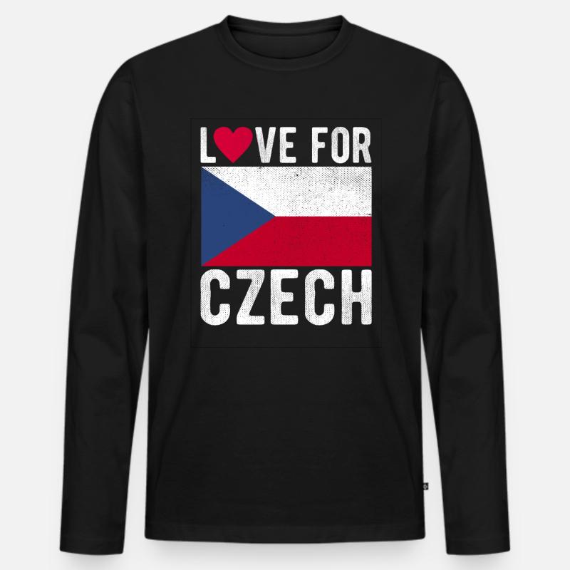 Tschechisch Souvenir - Männer Premium Bio Langarmshirt - Schwarz