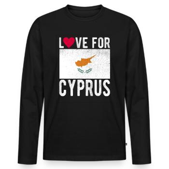 Souvenir de Chypre - T-shirt manches longues Premium bio Homme - noir - Devant - Nico (187cm)