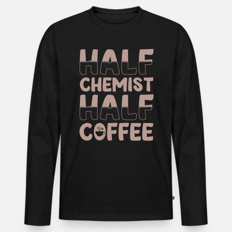 Halb Chemiker Halb Kaffee - Männer Premium Bio Langarmshirt - Schwarz