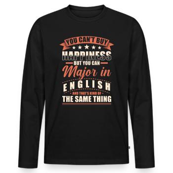 Englisch Abschluss - Männer Premium Bio Langarmshirt - Schwarz - Vorne - Nico (187cm)