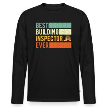 Building Inspector Gift - Men's Premium Organic Long Sleeve Shirt - black - Front - Nico (187cm)