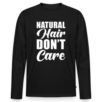 Natürliches Haar Spruch - Männer Premium Bio Langarmshirt - Schwarz - Vorne - Nico (187cm)