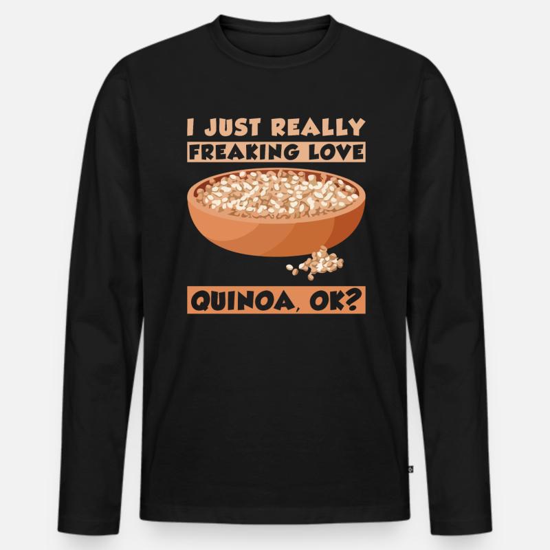 Quinoa Spruch - Männer Premium Bio Langarmshirt - Schwarz