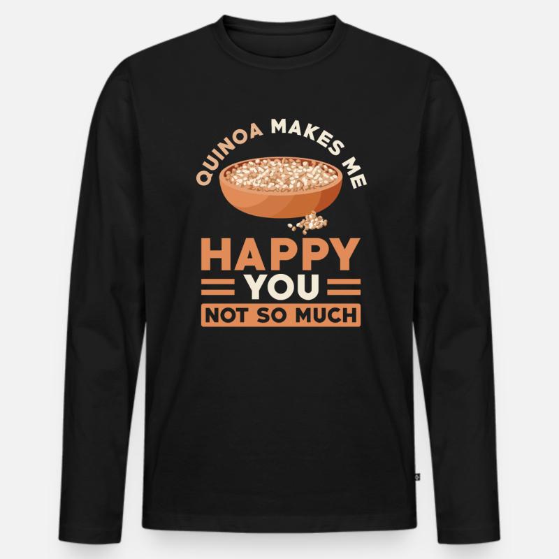 Quinoa Spruch - Männer Premium Bio Langarmshirt - Schwarz