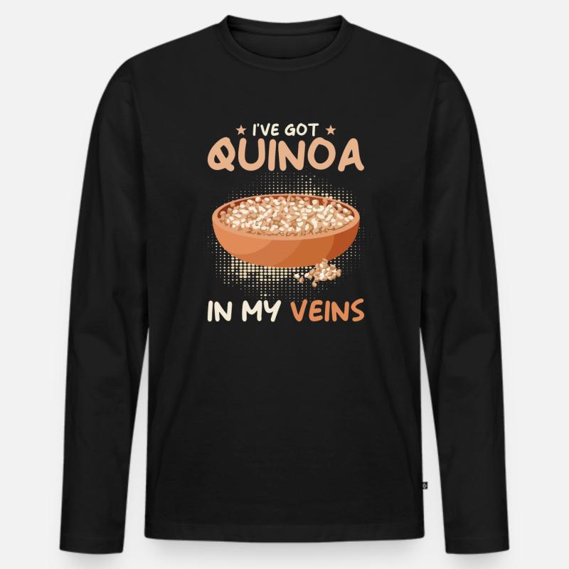 Quinoa Spruch - Männer Premium Bio Langarmshirt - Schwarz
