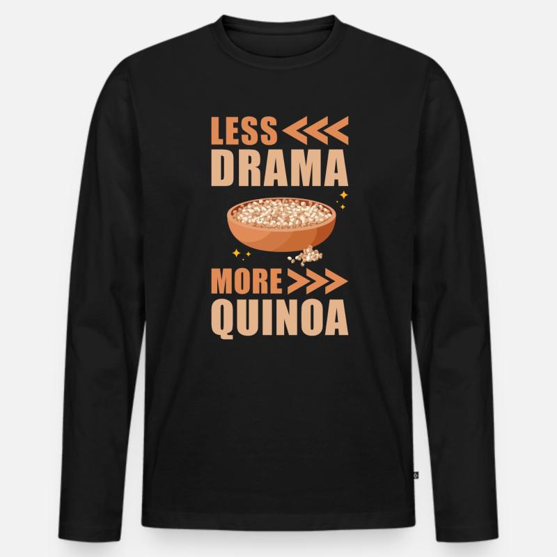 Quinoa Spruch - Männer Premium Bio Langarmshirt - Schwarz