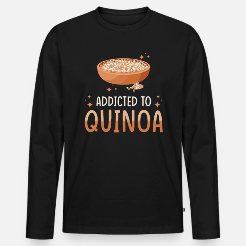 Quinoa Spruch - Männer Premium Bio Langarmshirt - Schwarz