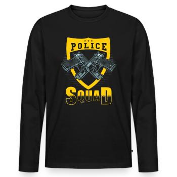 Police Command - Men's Premium Organic Long Sleeve Shirt - black - Front - Nico (187cm)