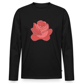 Rose Rote Rose Handgezeichnet - Männer Premium Bio Langarmshirt - Schwarz - Vorne - Nico (187cm)