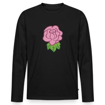 Rose Rote Rose Handgezeichnet - Männer Premium Bio Langarmshirt - Schwarz - Vorne - Nico (187cm)