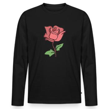 Rose Rote Rose Handgezeichnet - Männer Premium Bio Langarmshirt - Schwarz - Vorne - Nico (187cm)