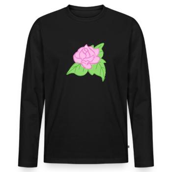 Rose Rote Rose Handgezeichnet - Männer Premium Bio Langarmshirt - Schwarz - Vorne - Nico (187cm)