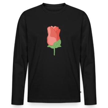 Rose Rote Rose Handgezeichnet - Männer Premium Bio Langarmshirt - Schwarz - Vorne - Nico (187cm)