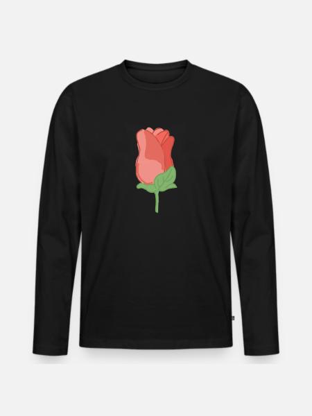 Rose Red Rose Hand-drawn - Men's Premium Organic Long Sleeve Shirt - black