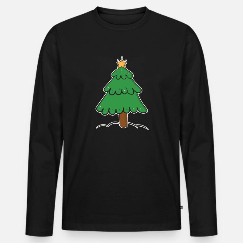 Weihnachtsbaum - Männer Premium Bio Langarmshirt - Schwarz